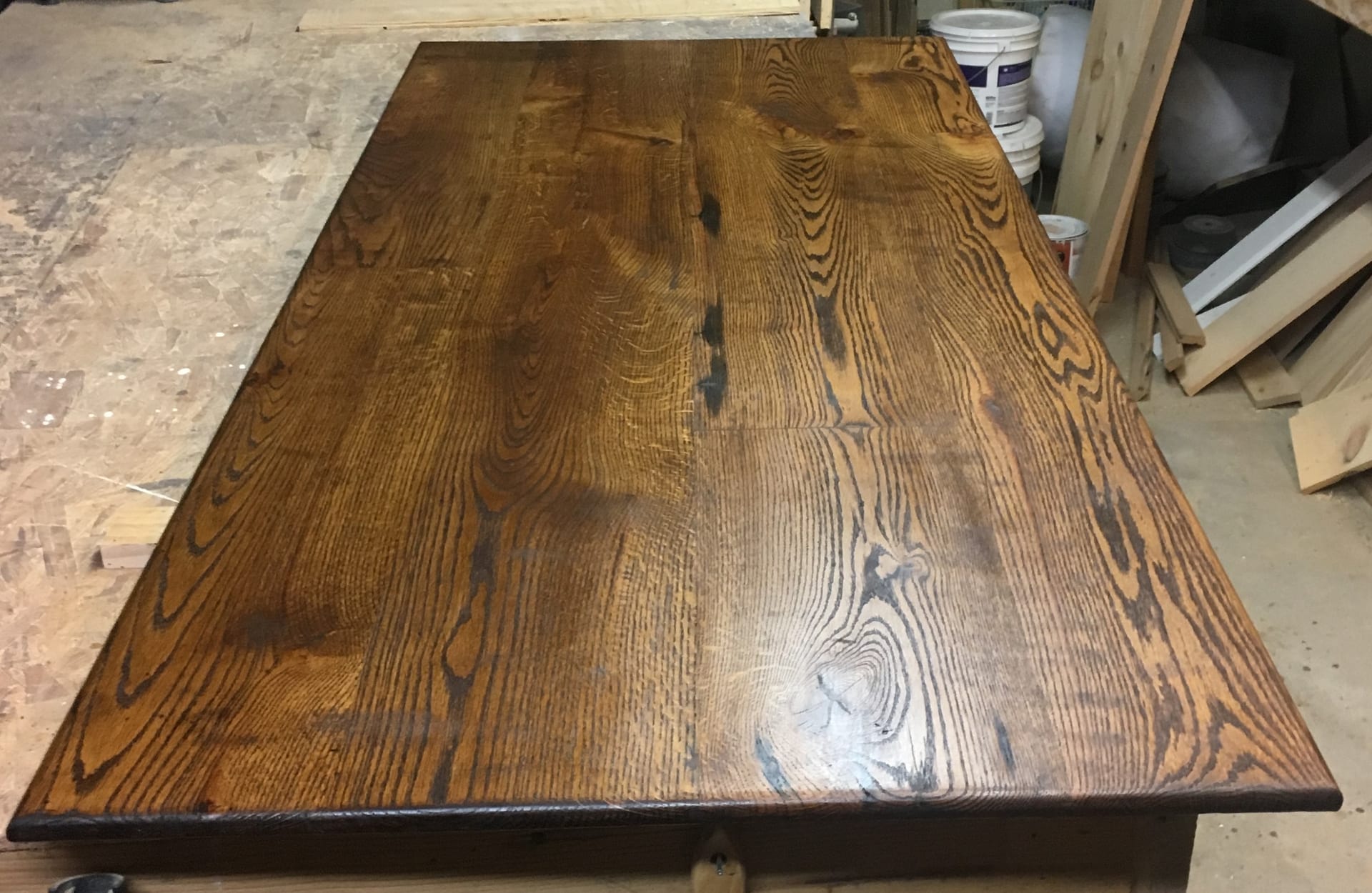 Stained oak table top